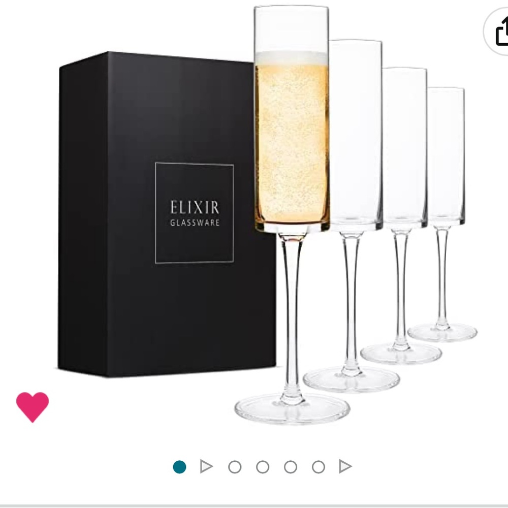 ELIXIR GLASSWARE Champagne Flutes, Edge Champagne Glass Set of 4